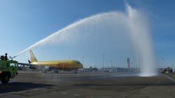 Welcoming a DHL 767 to Sea-Tac Airport. Welcoming a DHL 767 to Sea-Tac Airport.