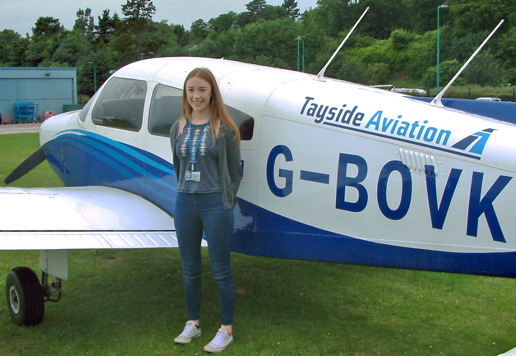 17 year old Aberdeen student, Zo&euml; Burnett, prior to take-off at Tayside Aviation.