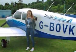 17 year old Aberdeen student, Zoë Burnett, prior to take-off at Tayside Aviation. 17 year old Aberdeen student, Zoë Burnett, prior to take-off at Tayside Aviation.