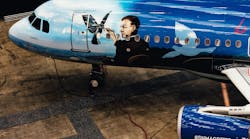 Brussels Airlines is continuing its tradition of painting its aircraft in special color schemes. Collaborating with Mankiewicz, the first aircraft&rsquo;s theme features Ren&eacute; Magritte, the world-famous Belgian surrealist painter.