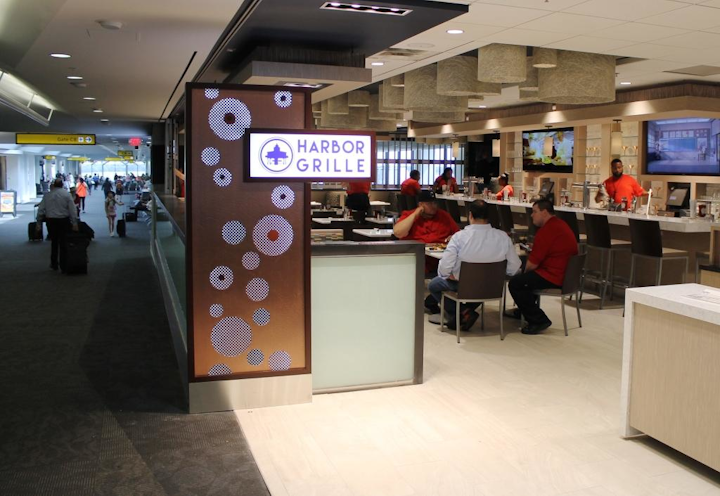 Harbor Grille located in Concourse C, features a wide menu of American classics for every meal.