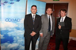 From left to right, Cobalt Air’s Chairman, Gregory Diacou is pictured alongside Ideagen CEO, David Hornsby, and Cobalt Air CEO, Andrew Pyne at the airline’s launch event. From left to right, Cobalt Air’s Chairman, Gregory Diacou is pictured alongside Ideagen CEO, David Hornsby, and Cobalt Air CEO, Andrew Pyne at the airline’s launch event.