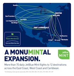 Mint will launch between Fort Lauderdale-Hollywood International Airport (FLL) and Los Angeles International Airport (LAX) on March 20, offering a new flat-bed experience with curated amenities for travelers across Fort Lauderdale-Hollywood, Miami and South Florida. Seats are on sale starting July 11, with introductory fares starting at $399 one way.