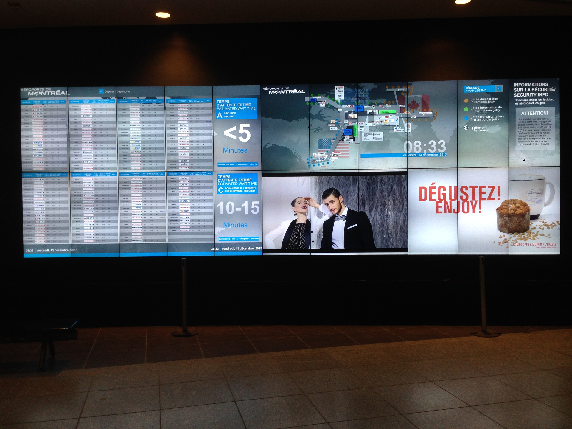 Peerless-AV Video Wall at Montr&eacute;al&ndash;Pierre Elliott Trudeau International Airport.