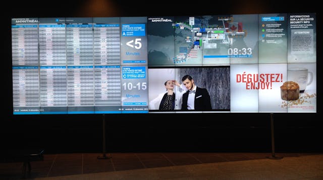 Peerless-AV Video Wall at Montr&eacute;al&ndash;Pierre Elliott Trudeau International Airport.