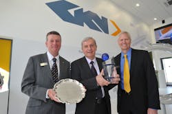 (L-R): Rob Soen &ndash; SVP Supply Chain, GKN Aerospace; Grigore Filip &ndash; General Director of Aerostar S.A.; Kevin Cummings, CEO GKN Aerospace.