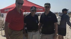 Sheltair s Warren Kroeppel, left, and William McShane, right, greet Dr Roscoe Brown at the Bethpage Federal Credit Union Airshow at Jones Beach. Sheltair s Warren Kroeppel, left, and William McShane, right, greet Dr Roscoe Brown at the Bethpage Federal Credit Union Airshow at Jones Beach.