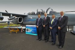 From Left to Right: Steve Wadey, CEO QinetiQ; Scott Donnelly, Chairman and CEO, Textron; Victor Chavez, CEO Thales UK; and Sir Steven Dalton, Senior Air Advisor to Textron AirLand From Left to Right: Steve Wadey, CEO QinetiQ; Scott Donnelly, Chairman and CEO, Textron; Victor Chavez, CEO Thales UK; and Sir Steven Dalton, Senior Air Advisor to Textron AirLand