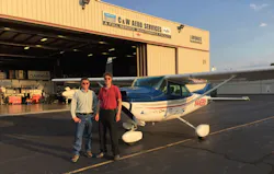 Thierry Saint Loup (left) and Ross McCurdy after completing the Fuel Efficiency World Record Flight at Essex County Airport Caldwell, New Jersey. Thierry Saint Loup (left) and Ross McCurdy after completing the Fuel Efficiency World Record Flight at Essex County Airport Caldwell, New Jersey.