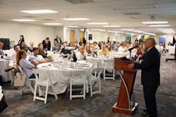 MDAD Chief of Staff Joseph Napoli and IATA Cargo Network Services Assistant Director of Standards and Facilitation Michael White address attendees at the MIA e-Air Waybill workshop on Aug. 2. MDAD Chief of Staff Joseph Napoli and IATA Cargo Network Services Assistant Director of Standards and Facilitation Michael White address attendees at the MIA e-Air Waybill workshop on Aug. 2.