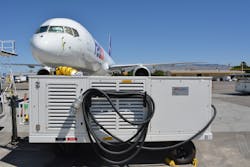 The ground power and pre-conditioned air units provide the aircraft with power, heat, and air conditioning while on the aircraft parking apron.