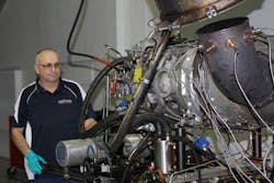 Technician works on PT6A engine at Vector’s Brisbane, Australia, facility. Technician works on PT6A engine at Vector’s Brisbane, Australia, facility.