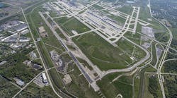 The airport’s runway being reconstructed is 10,000 feet long and 150 feet wide. The airport’s runway being reconstructed is 10,000 feet long and 150 feet wide.