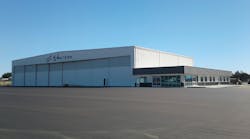 Meridian Hayward features a newly constructed 6,300-sq-ft FBO terminal and offices, a spacious 30,000-sq-ft hangar (pictured left), able to accommodate any corporate aircraft up to and including a Global Express and Gulfstream G650, and a 3.5-acre ramp.