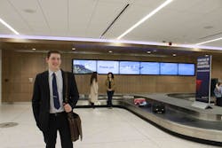 New digital signage inside the La Crosse Airport terminal guides passengers the baggage claim.