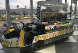 HMSHost’s Mobile Ala Cart, Chicago O’Hare’s first mobile food cart that delivers select food and beverages to travelers at their gates. HMSHost’s Mobile Ala Cart, Chicago O’Hare’s first mobile food cart that delivers select food and beverages to travelers at their gates.