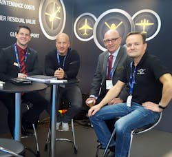Left to right: Kyle Sale, JSSI Director of Business Development; Aram Rubinstein, HeliAir Sweden CEO; Ray Weiser, JSSI Helicopter Program Specialist; and on the right, Jan Yngvesson, HeliAir Sweden Director of Maintenance. Left to right: Kyle Sale, JSSI Director of Business Development; Aram Rubinstein, HeliAir Sweden CEO; Ray Weiser, JSSI Helicopter Program Specialist; and on the right, Jan Yngvesson, HeliAir Sweden Director of Maintenance.