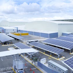 Photovoltaic parking shades provide 75 percent of TechOps Mexico&apos;s peak power needs