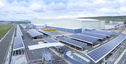 Photovoltaic parking shades provide 75 percent of TechOps Mexico's peak power needs Photovoltaic parking shades provide 75 percent of TechOps Mexico's peak power needs