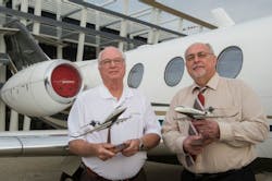 Senior Aviation Mechanics Donald Albrecht, left, and Robert Mervar are shown after receiving the FAA Charles Taylor 'Master Mechanic' Award Senior Aviation Mechanics Donald Albrecht, left, and Robert Mervar are shown after receiving the FAA Charles Taylor 'Master Mechanic' Award