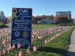 The flags were placed on Wednesday, November 9th as a way to acknowledge those who have bravely served and those whose loved ones have served. The flags were placed on Wednesday, November 9th as a way to acknowledge those who have bravely served and those whose loved ones have served.