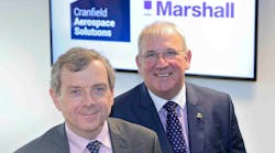 MOU was signed by Steve Fitz-Gerald CEO of Marshall Aerospace and Defence Group (right) and Paul Hutton CEO of Cranfield Aerospace (left).