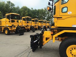 Oshkosh Airport Products has delivered 33 snow removal vehicles to the Dallas/Fort Worth International Airport (DFW) in Dallas, Tex. The purchase represents one of the largest airport snow removal vehicle orders in the company&rsquo;s history. Pictured here are the last six units at the factory being prepared for delivery to DFW.