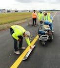 David Wayne Hooks Airport (DWH), Northwest Houston&apos;s principal business and general aviation airport, has completed phase two of its capital improvement program which includes resurfacing of the General Aviation (GA) runway and refurbishment of the Gill Aviation FBO Terminal building. Pictured is the work crew re-marking the resurfaced 3,500 foot GA runway which was also reconfigured to improve better access to the aircraft taxiway while creating a greater buffer of safety. A four-light Precision Approach Path Indicator (PAPI) system is to be installed. The primary 7,900 foot runway was resurfaced during the phase one capital improvement program.