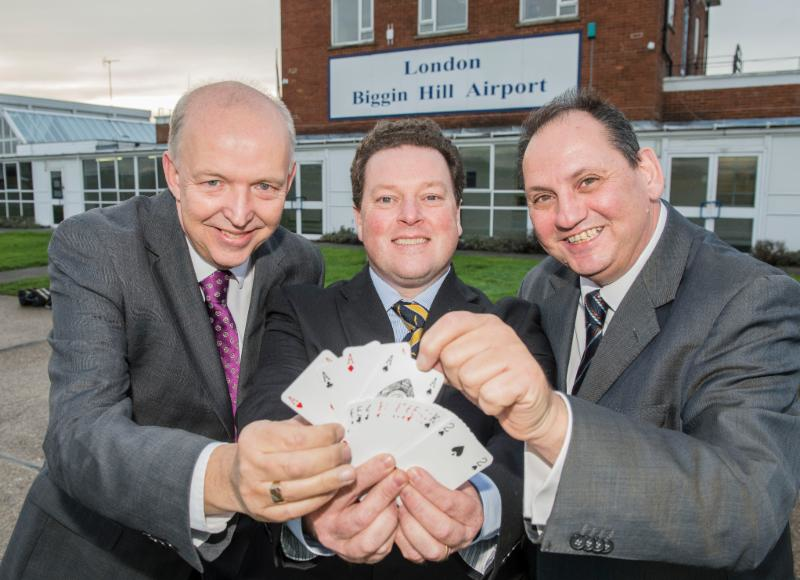 BACA Chairman, Richard Mumford (centre) with London Biggin Hill Marketing Manager, Andy Patsalides (right of photo) and Mark Ranger of Charter Broker (left of photo).