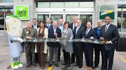 Pictured (left to right): Rich Bensinger, Loudoun County Department of Economic Development Business Development Manager; Jeff Shields, Sunoco LP Communications Manager; Christel Hair, Capital Area Food Bank Senior Director of Strategic Partnerships and Community Engagement; Chris Beausoleil, Dulles International Airport Project Manager; Scot Knox, Sunoco LP Regional Operations Director; Patrick Dillon, Sunoco LP Director of Retail Operations; Ruth Clauser, Sunoco Foundation President; Jack Potter, Airports Authority President and CEO; Jim Poff, Airports Authority Director, Real Estate; Bill Jenkins, Airports Authority Real Estate Analyst; Russell Ramsey, Sunoco LP Area Operations Manager; Jerome L. Davis, Airports Authority Executive Vice President and Chief Revenue Officer