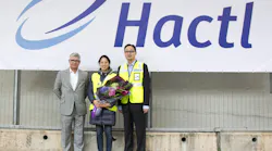 Hong Kong Longines Masters entrant Jacqueline Lai (middle) is greeted by Hactl Chief Executive Mark Whitehead (left) and Executive Director Simon Fu (right).