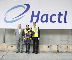 Hong Kong Longines Masters entrant Jacqueline Lai (middle) is greeted by Hactl Chief Executive Mark Whitehead (left) and Executive Director Simon Fu (right).