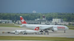 The past, an Avro, and the future, a B77W pass in Zurich.