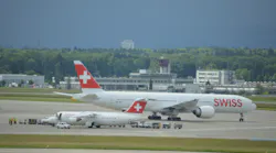 The past, an Avro, and the future, a B77W pass in Zurich.