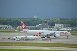 The past, an Avro, and the future, a B77W pass in Zurich. The past, an Avro, and the future, a B77W pass in Zurich.