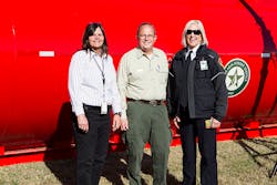 Patti Edwards, Chief Operating Officer, Austin-Bergstrom International Airport, Mark Stanford, Associate Director, Texas Forest Service and Rhoda Mae Kerr, Fire Chief, Austin Fire Department. Patti Edwards, Chief Operating Officer, Austin-Bergstrom International Airport, Mark Stanford, Associate Director, Texas Forest Service and Rhoda Mae Kerr, Fire Chief, Austin Fire Department.