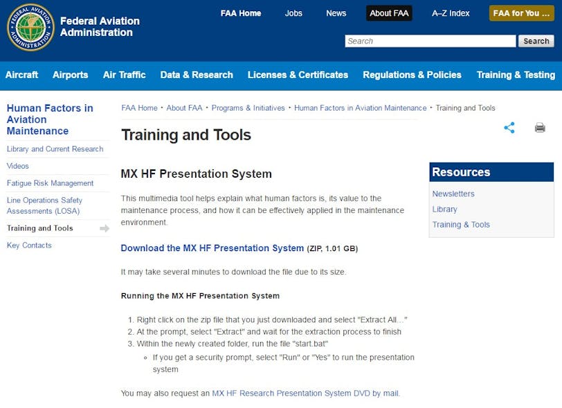 FAA human factors training website remains relevant.