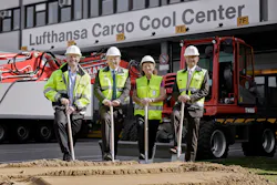 From left to right, Jörg Bodenröder, Senior-Director of Handling Specials Products, Sören Stark, Lufthansa Cargo Board Member Operations, Karin Krestan, Head of Process & Operations Team and Mohammad Ali Seiraffi, Vice President of Handling Frankfurt.