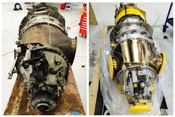 Pictured above: an old PT6A-21 is replaced with a brand new Blackhawk XP135A. Pictured above: an old PT6A-21 is replaced with a brand new Blackhawk XP135A.