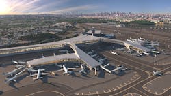 Rendering of the new concourses and and headhouse at LaGuardia International Airport. Rendering of the new concourses and and headhouse at LaGuardia International Airport.