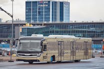 Finavia&apos;s Sibelius-themed bus at Helsinki Airport