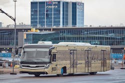 Finavia&apos;s Sibelius-themed bus at Helsinki Airport