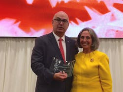 From left: MIA Director Emilio T. González receives the airport’s Miami Today 2017 Gold Medal Award from Teresa Valdés-Fauli Weintraub, Merrill Lynch Managing Director. From left: MIA Director Emilio T. González receives the airport’s Miami Today 2017 Gold Medal Award from Teresa Valdés-Fauli Weintraub, Merrill Lynch Managing Director.