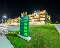 Dynamic signage in parking facilities can assist travelers in finding a parking space by providing real time information on available spots.