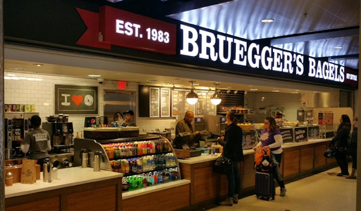 Bruegger’s Bagels offers authentic New York-style bagels and fresh sandwiches.