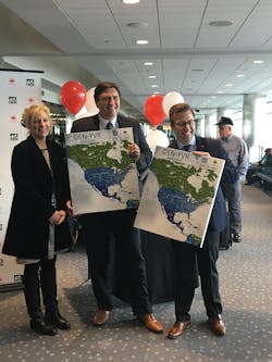 From left to right, Kim Day, DEN CEO; Maxime Therien, Canadian Consulate; Vincent Gauthier-Doré, Air Canada From left to right, Kim Day, DEN CEO; Maxime Therien, Canadian Consulate; Vincent Gauthier-Doré, Air Canada