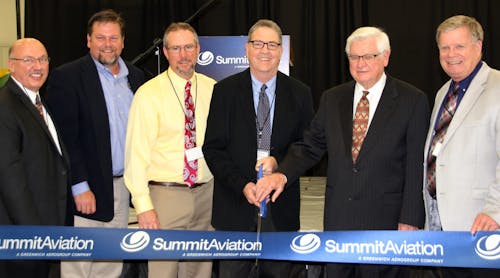 Pictured L to Right: Gene Juris, Chief Financial Officer for Greenwich AeroGroup, Pulaski County Judge Steve Kelley, Scott Roush, Director of Manufacturing for Summit Aviation, U. S. Representative Hal Rogers (KY), Eddie Girdler, Mayor of Somerset, Ky.