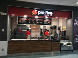 Pie Five in Concourse B offers individual handcrafted pizzas made-to-order in under 5 minutes. Pie Five in Concourse B offers individual handcrafted pizzas made-to-order in under 5 minutes.