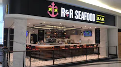 In addition to a full bar offering beer, wine and cocktails, R&R Seafood Bar serves the Crabby Mary, its signature house drink, made with Absolut Peppar vodka in a glass rimmed with Obrycki’s spicy seafood seasoning and garnished with a crab claw.