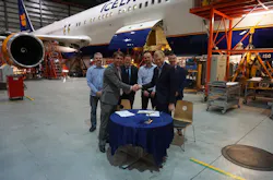 Left to Right: Eirikur Vilhjalmsson (Materials Manager), Seth Profit (Chief Information Officer B&H Worldwide) Alistair McVicar (Regional Customer Solutions Manager B&H Worldwide), Jens Thordarson (VP Technical Operations), Einer Gudmundsson (Director Materials and Logistics) and Russell Dean (Implementation and AOG Manager B&H Worldwide) Left to Right: Eirikur Vilhjalmsson (Materials Manager), Seth Profit (Chief Information Officer B&H Worldwide) Alistair McVicar (Regional Customer Solutions Manager B&H Worldwide), Jens Thordarson (VP Technical Operations), Einer Gudmundsson (Director Materials and Logistics) and Russell Dean (Implementation and AOG Manager B&H Worldwide)